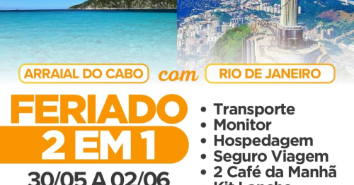ARRAIL DO CABO COM RIO DE JANEIRO 2 em 1 30/05 a 02/06