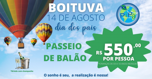 BOITUVA - PASSEIO DE BALÃO NO DIA 14 DE AGOSTO