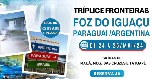 FOZ DO IGUAÇU, PARAGUAI E ARGENTINA 24 A 26/MAIO/2024